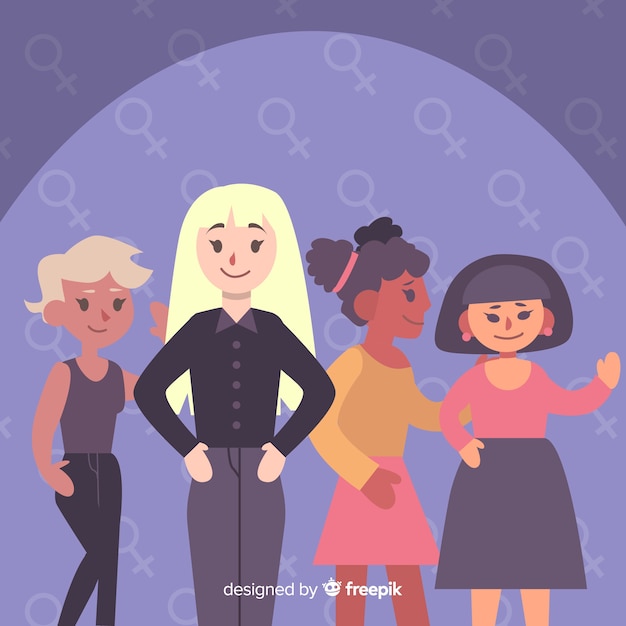 Free vector international group of women with flat design