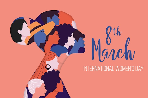 Free Vector international women's day illustration with profile of woman