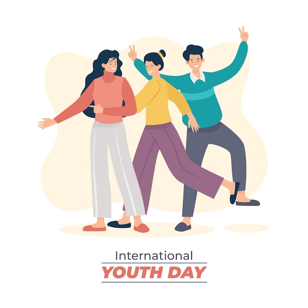 Free vector international youth day hand drawn flat illustration