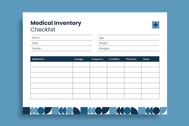 Inventory checklist template design