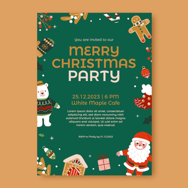 Free Vector invitation template for christmas season celebration
