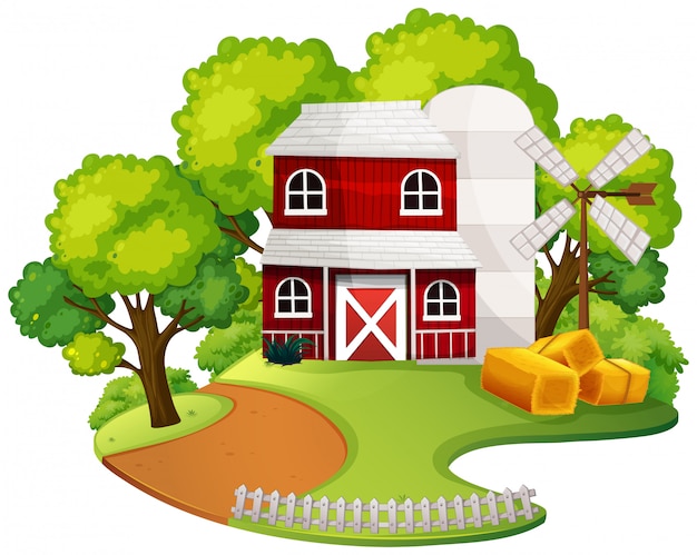 Free vector an isolated farm house