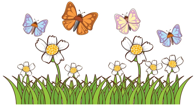 Free vector isolated picture of many butterflies in garden