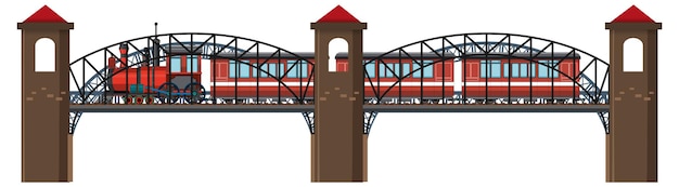 Free vector isolated steam locomotive on bridge