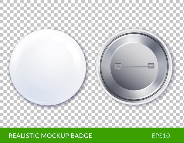 Isolated white plastic and realistic mockup badge icon set