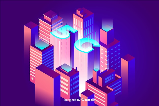 Free Vector isometric 5g background and connection concept