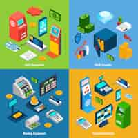 Free vector isometric banking set