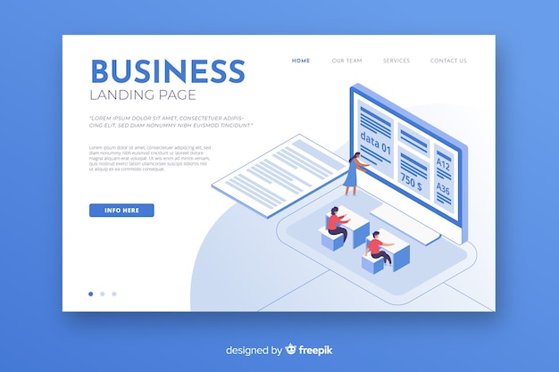 Free vector isometric business landing page