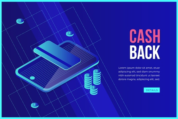 Free Vector isometric cashback concept with smartphone