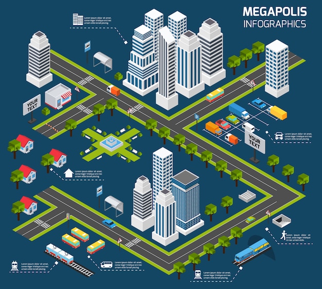 Free vector isometric city concept