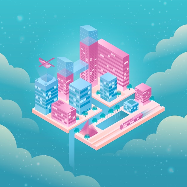 Free vector isometric city illustration