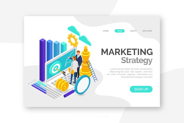 Free vector isometric colorful marketing landing page