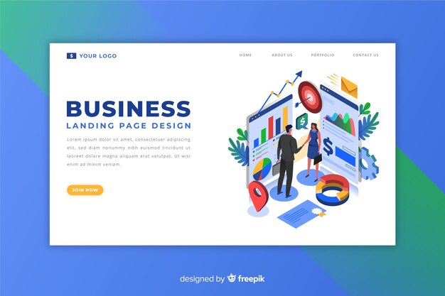 Isometric company landing page