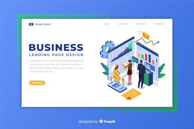 Isometric corporate landing page