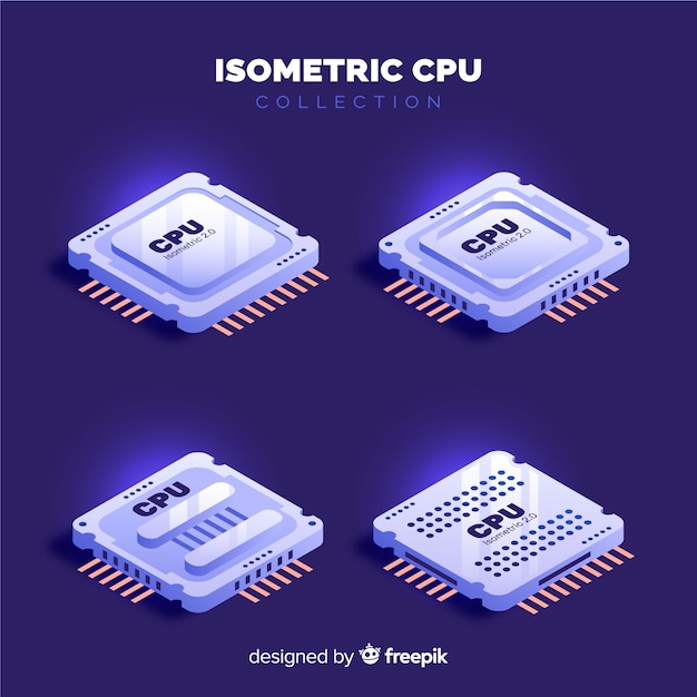 Free Vector isometric cpu collection