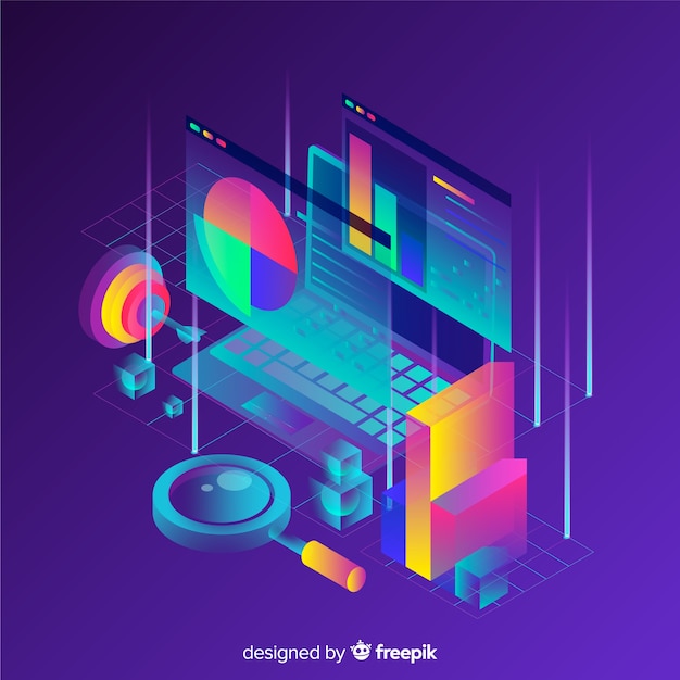 Free Vector isometric data visualization concept background