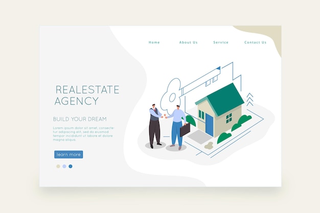 Free Vector isometric design real estate landing page