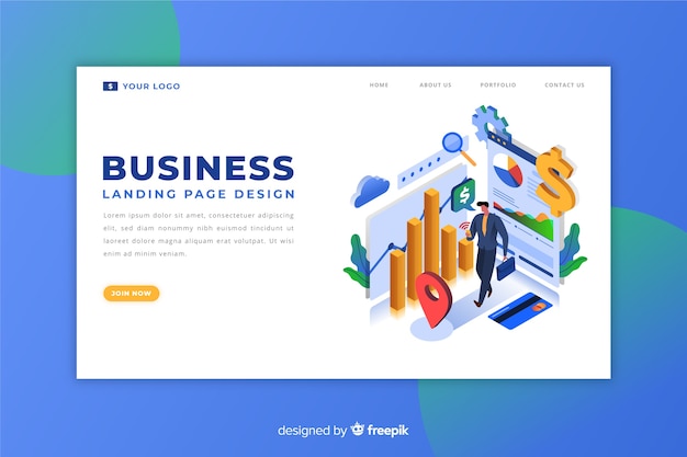 Isometric enterprise landing page