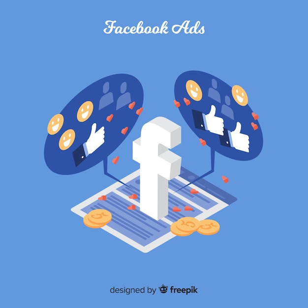 Free Vector isometric facebook ads background