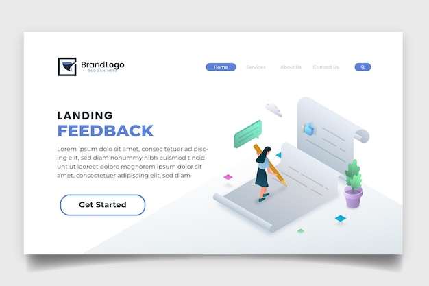 Free Vector isometric feedback landing page