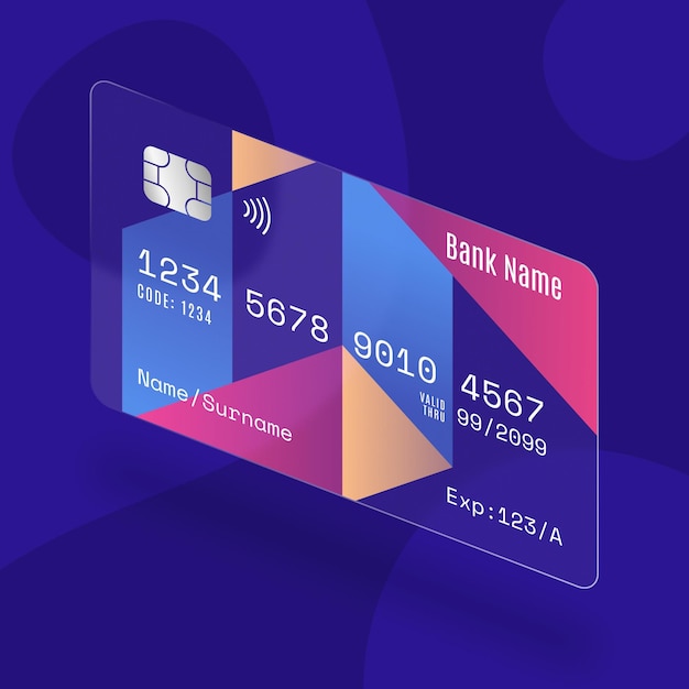 Free Vector isometric glass effect credit card