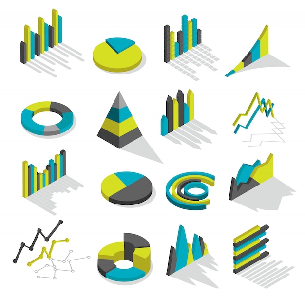 Free Vector isometric graphs elements set