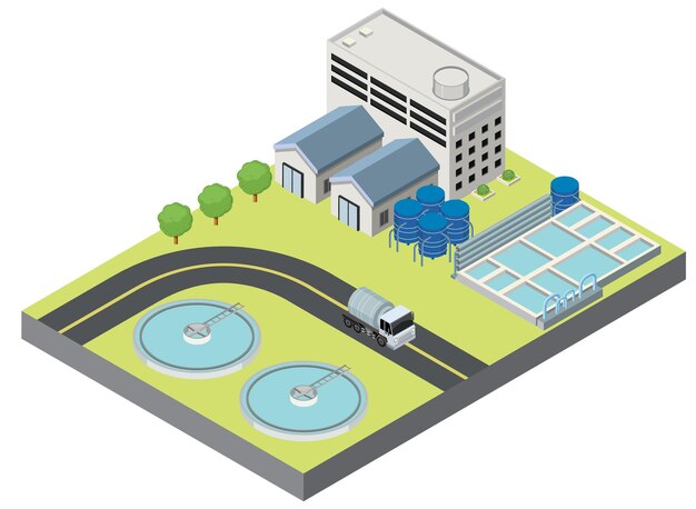 Isometric industrial area of desalination plant