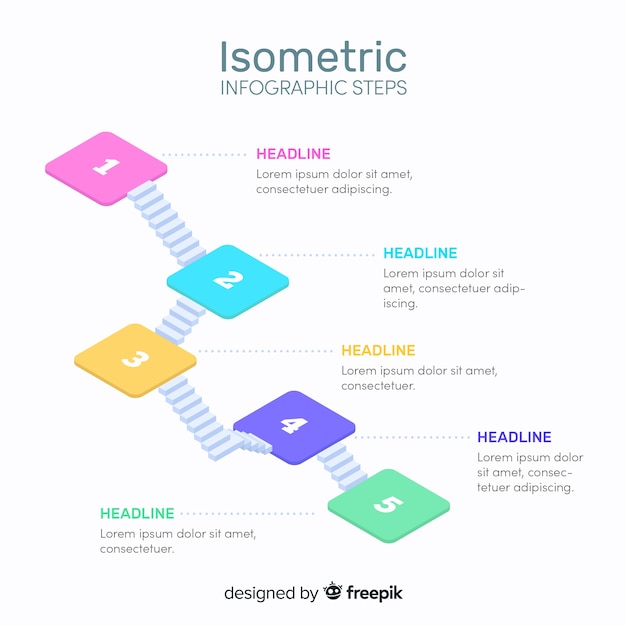 Free Vector isometric infographic steps template