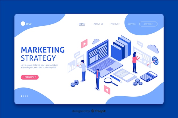 Free Vector isometric marketing landing page