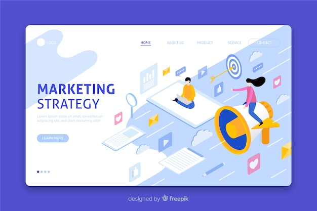 Isometric marketing strategy landing page