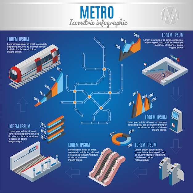 Free Vector isometric metro infographic concept