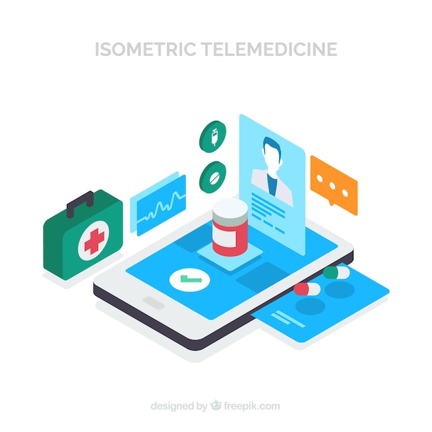 Free vector isometric modern online doctor design