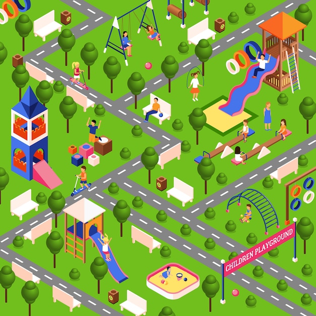 Free Vector isometric playground illustration