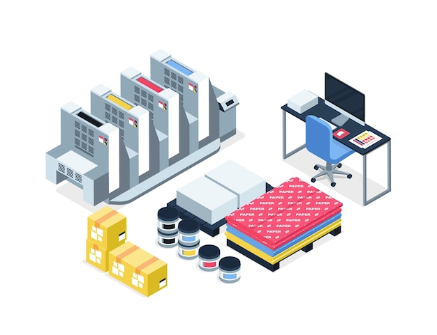 Free Vector isometric printing industry illustration