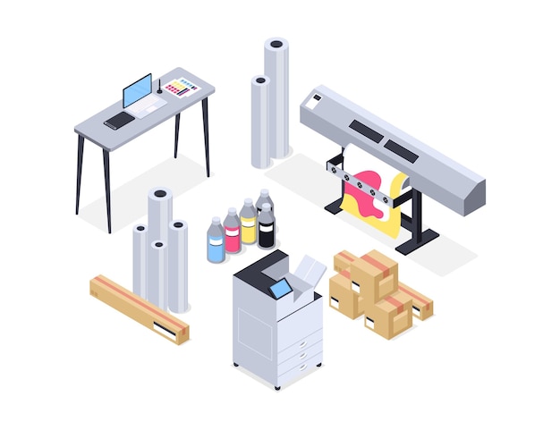 Free Vector isometric printing industry illustration