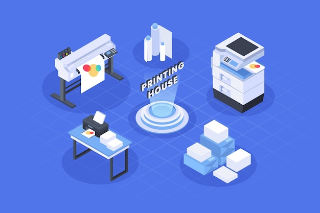 Free Vector isometric printing industry