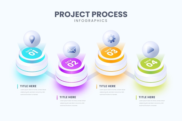 Free Vector isometric process infographic template