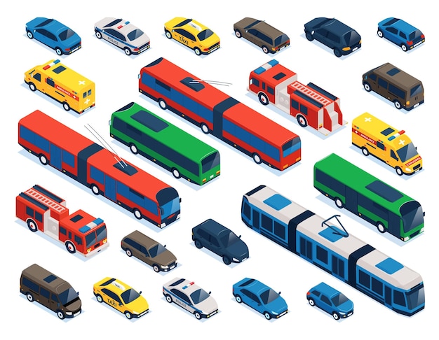 Free Vector isometric public transport collection