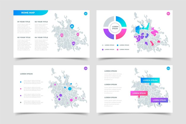 Isometric rome map infographics