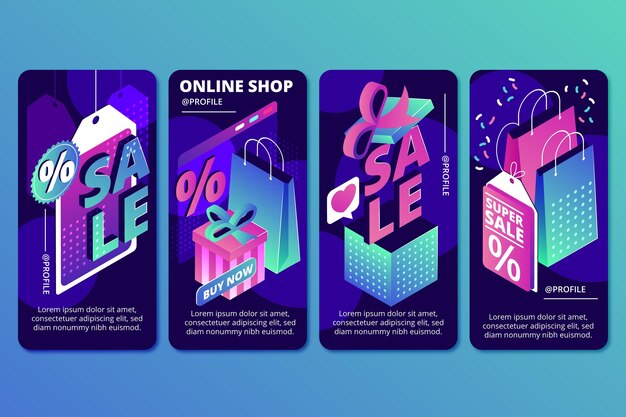 Free vector isometric sale instagram stories collection