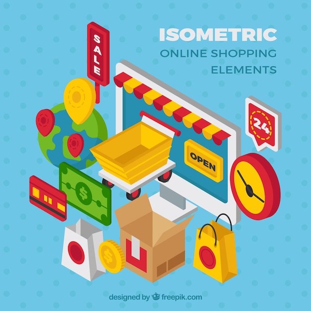 Free Vector isometric shopping elements collection