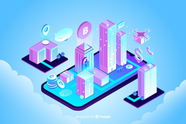 Isometric smart city background