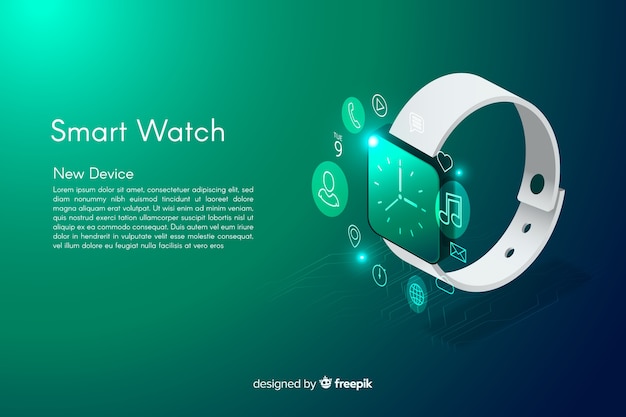 Free vector isometric smarth watch background