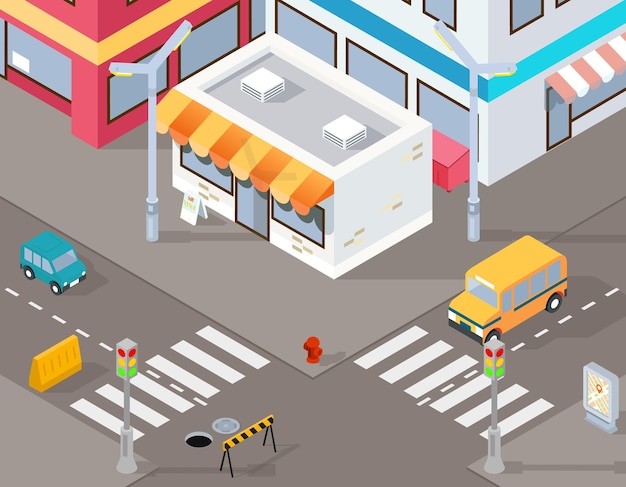 Free Vector isometric street illustration