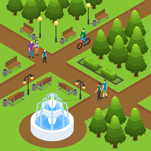 Free Vector isometric summer park concept