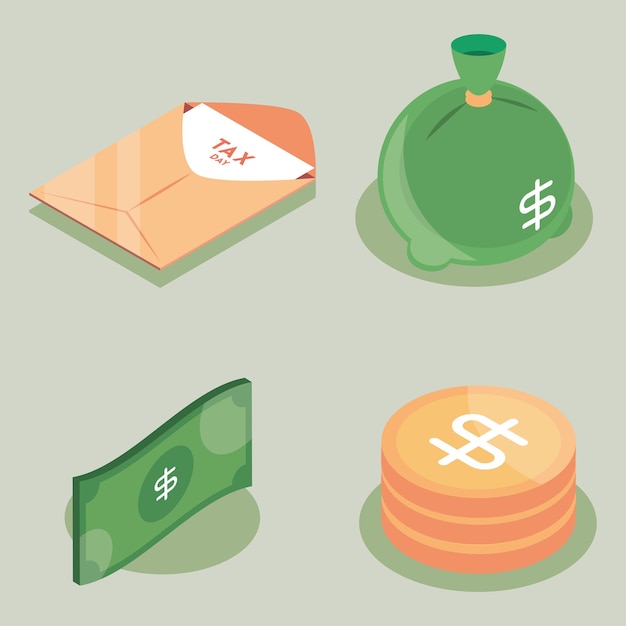 Free Vector isometric tax day icons collection