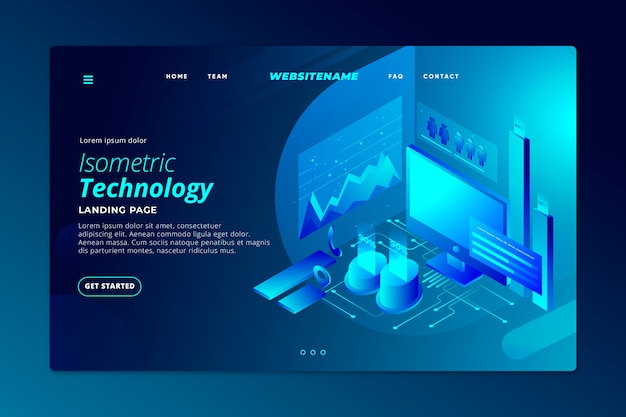 Isometric technology landing page template