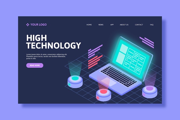 Free Vector isometric technology landing page template