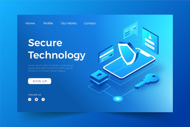 Free vector isometric technology template landing page