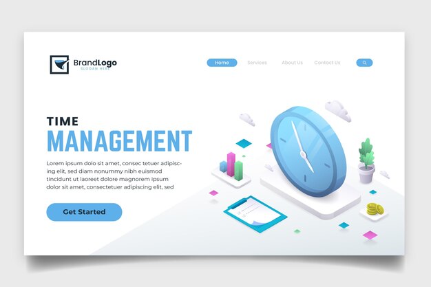 Isometric time management landing page